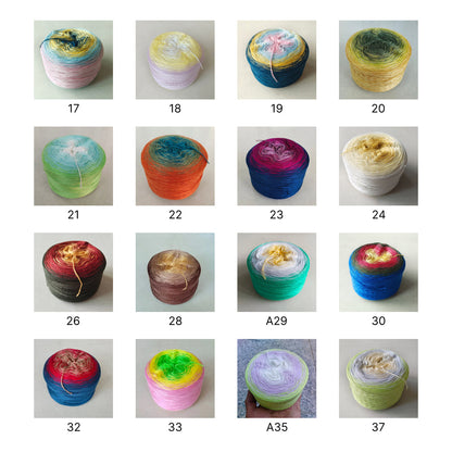 【シルケット加工・綿100%】Joyful Cake Yarn（ジョイフルケーキヤーン）300g｜ロングピッチ段染め・韓国風｜夏用ウェア・ショール・ブランケットに最適｜全36色｜電子版 ショール編みレシピ プレゼント！