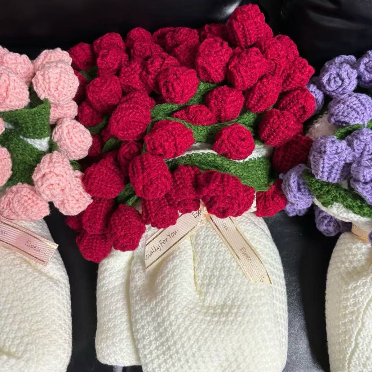 【完成品】枯れないお花の贈り物 花モチーフ 花束ブランケット 完成品 80cm 全3色｜ひざ掛け おくるみ 出産祝い 母の日 誕生日 ギフト プレゼント
