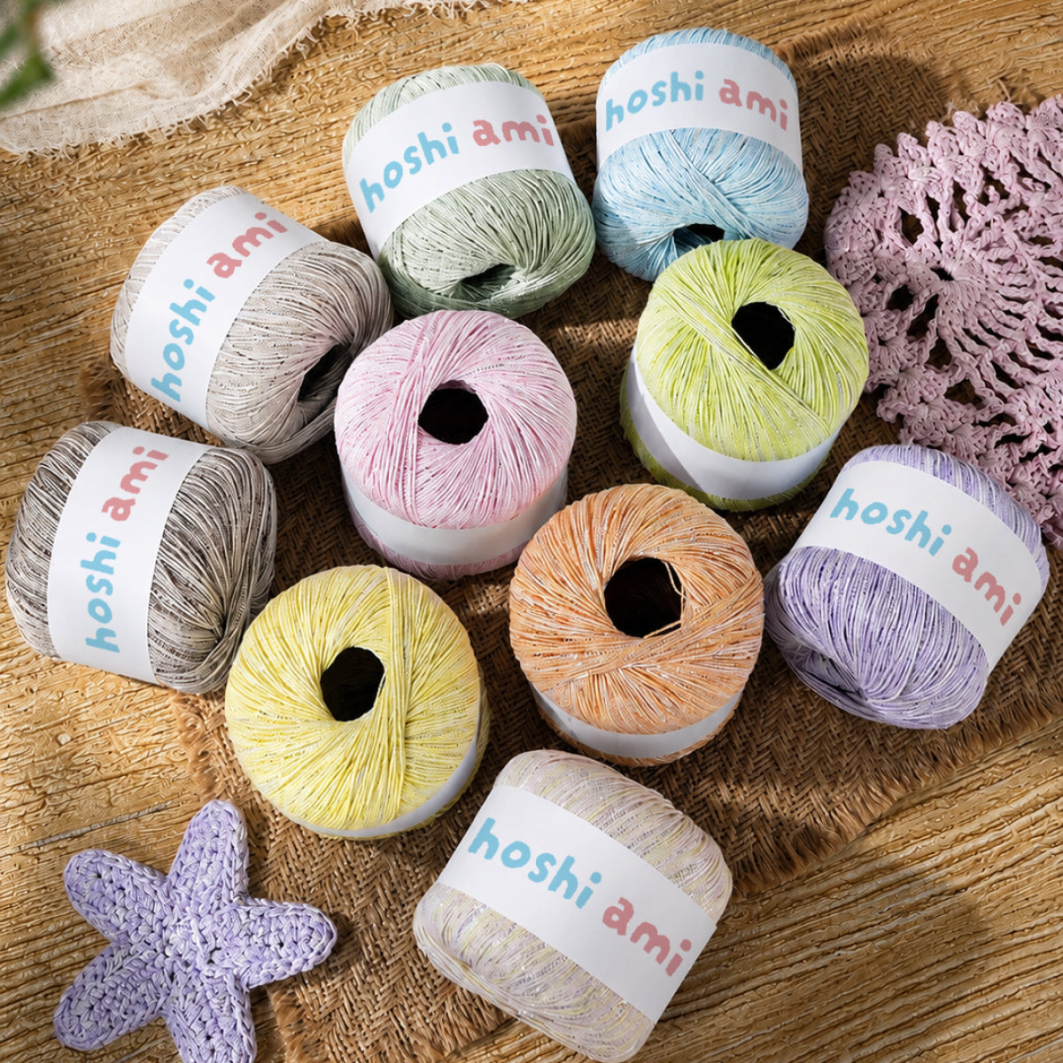 【細ラメ入り】Aurora Cotton（オーロラコットン）50g｜綿79％・やわらかな肌ざわりのラメコットン｜上品なきらめきで夏ウェア・バッグ・ショールに｜全10色