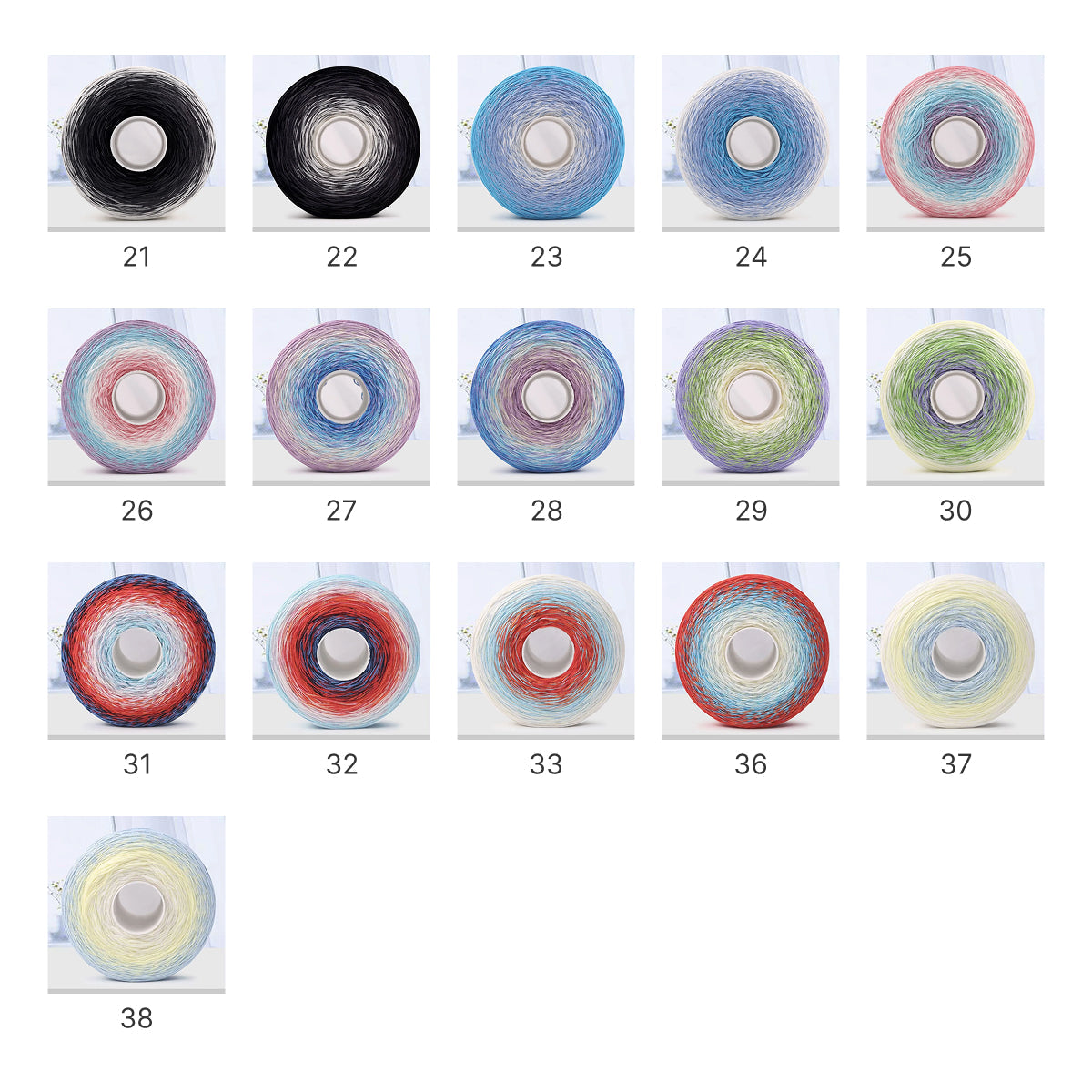 【シルケット加工・綿100%】Melody Cake Yarn（メロディーケーキヤーン）500g｜韓国風グラデーション段染め｜ウェア・ショール・ブランケットに｜全36色