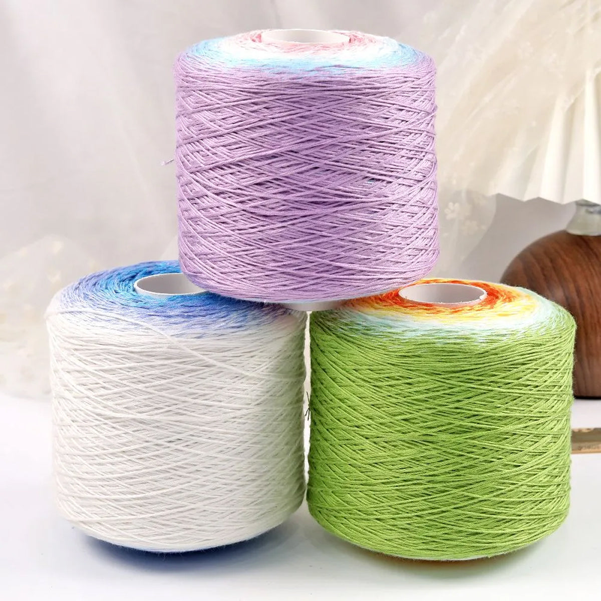 【シルケット加工・綿100%】Melody Cake Yarn（メロディーケーキヤーン）500g｜韓国風グラデーション段染め｜ウェア・ショール・ブランケットに｜全36色