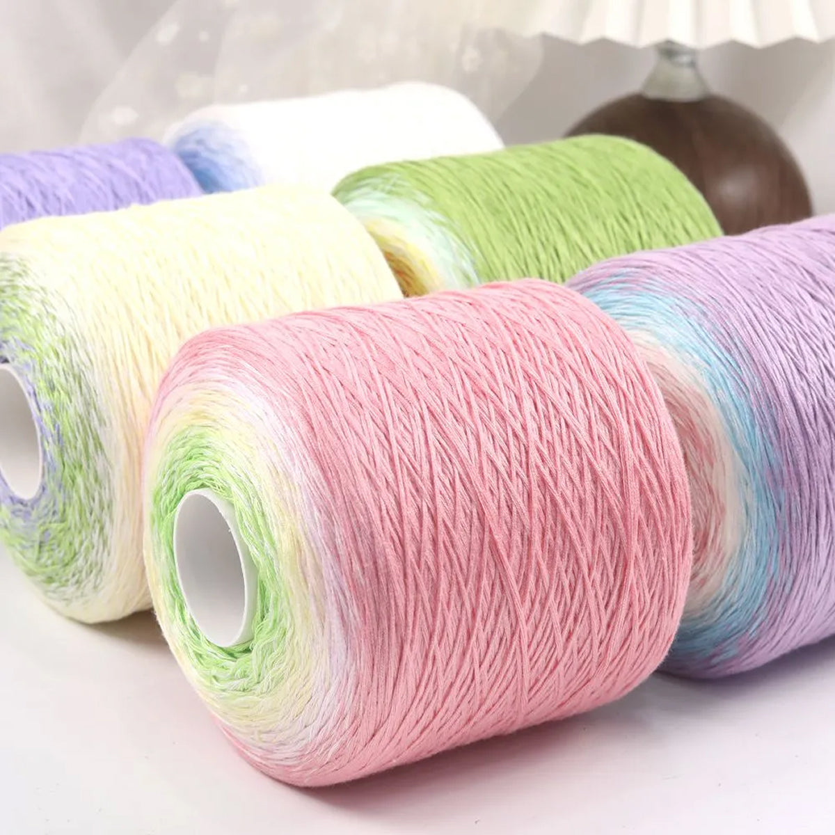 【シルケット加工・綿100%】Melody Cake Yarn（メロディーケーキヤーン）500g｜韓国風グラデーション段染め｜ウェア・ショール・ブランケットに｜全36色